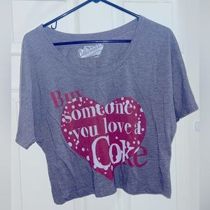 Cute crop wide neck “Buy someone you love a coke” tee (medium)